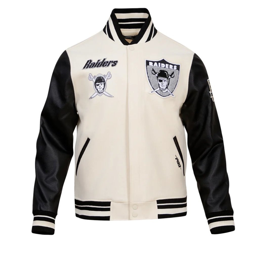 NFL OAKLAND RAIDERS RETRO CLASSIC MEN´S RIB WOOL VARSITY JACKET 2xl